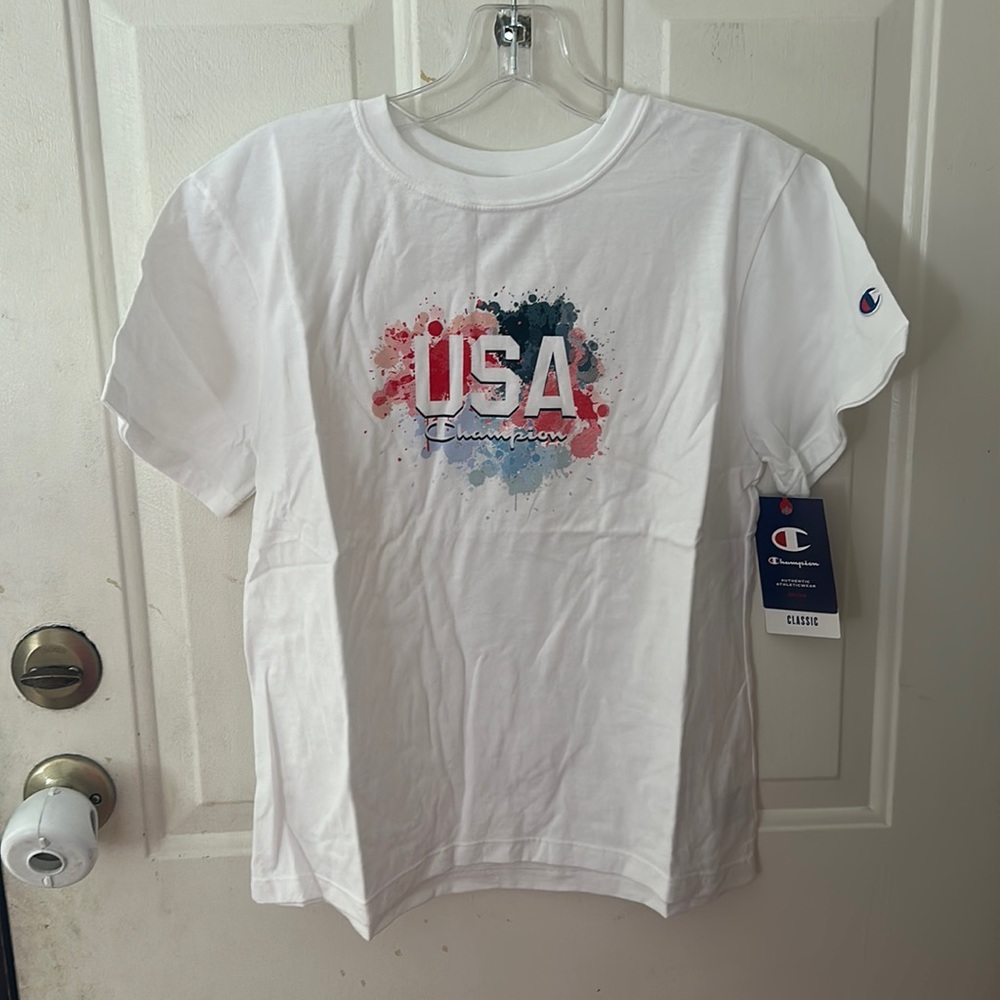 CHAMPION WOMEN’S USA LOGO TEE: WHITE: NWT: SZ S
